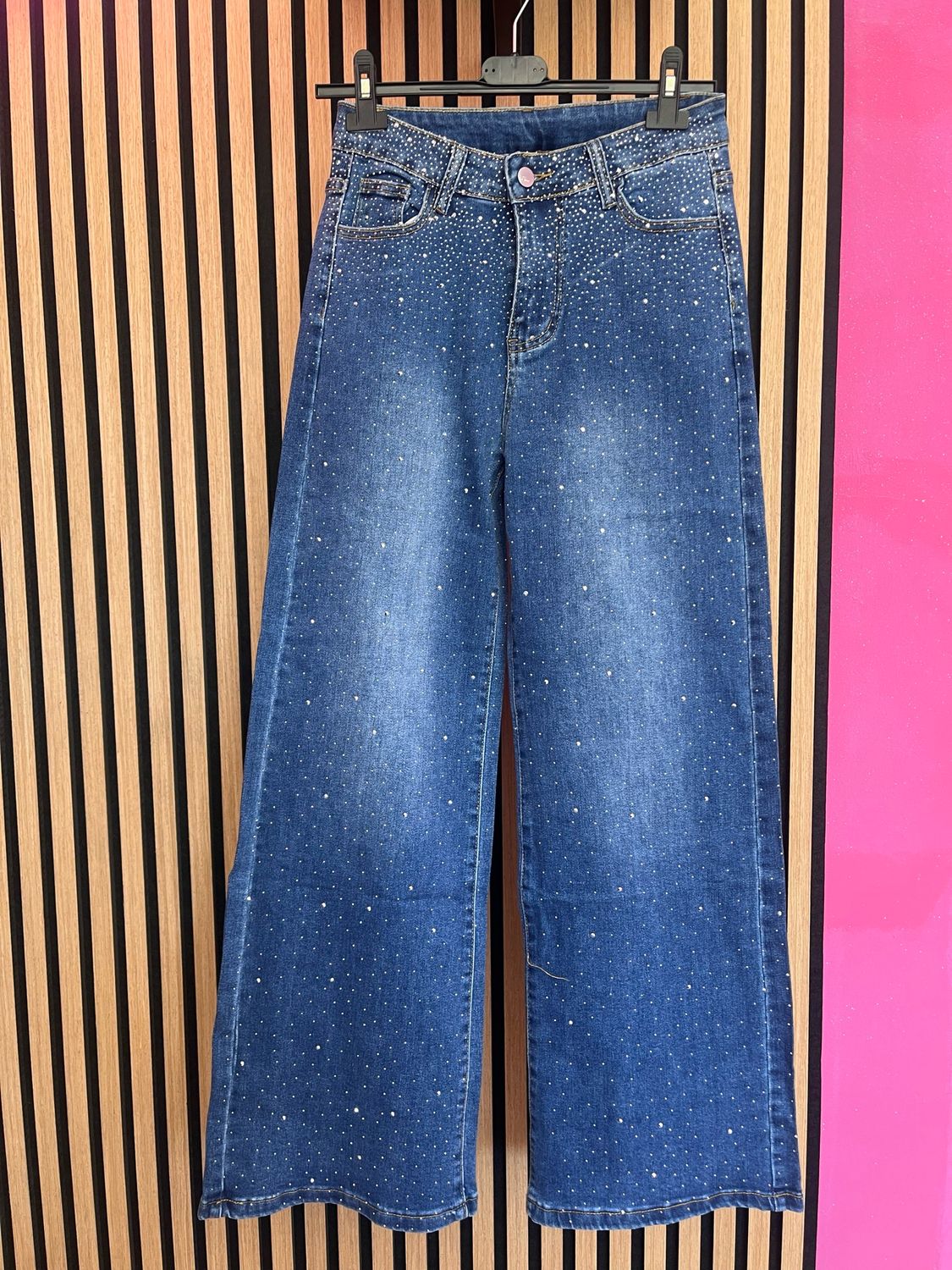 Jeans palazzo strass