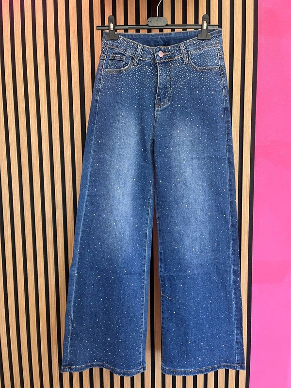 Jeans palazzo strass