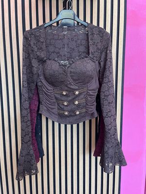 Maglia crop in pizzo