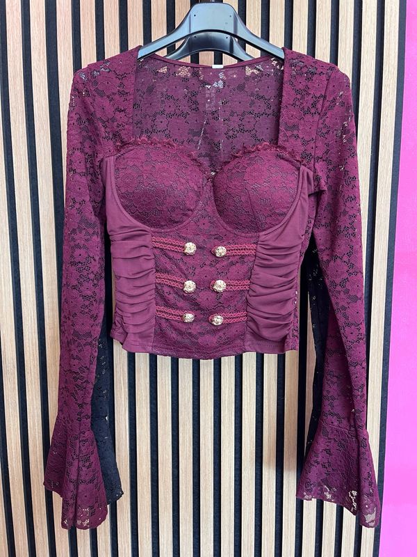 Maglia crop in pizzo