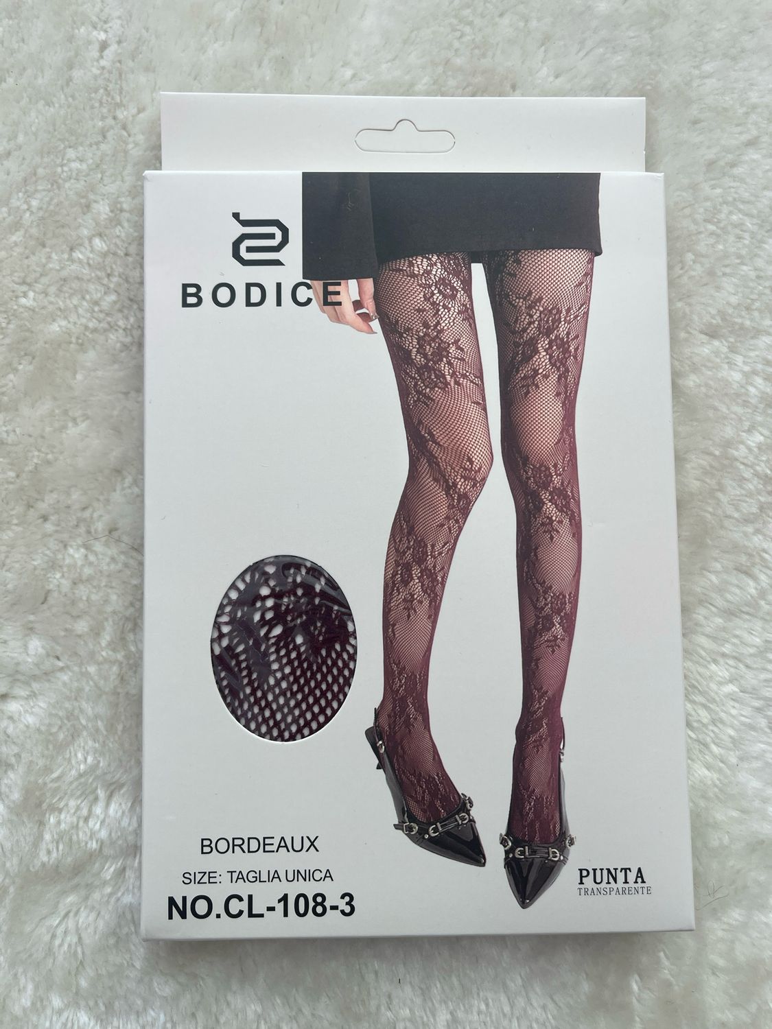 Calza in pizzo Bordeaux