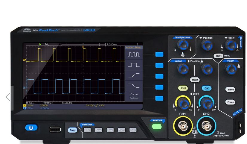 Oscilloscope à mémoire 50 MHz / 2CH, 500 MS/s