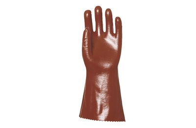 Gant PVC supérieur rouge support coton longueur 36 cm Gant PVC supérieur rouge support coton longueur 36 cm