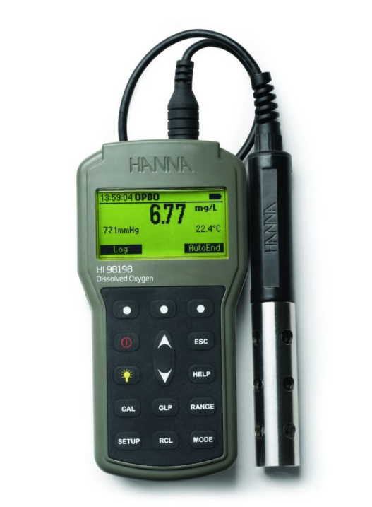 Oxymètre LDO portatif étanche, avec sonde optique O2/°C, HI98198, HANNA Oxymètre LDO portatif étanche, avec sonde optique O2/°C, HI98198, HANNA