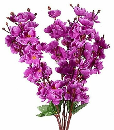 Beautiful Orchid Flower Cherry Peach Blossom Flower Bunch for Vase for Home Decor Office Decor Hotel Decor - 20inch/50cm - (Purple)