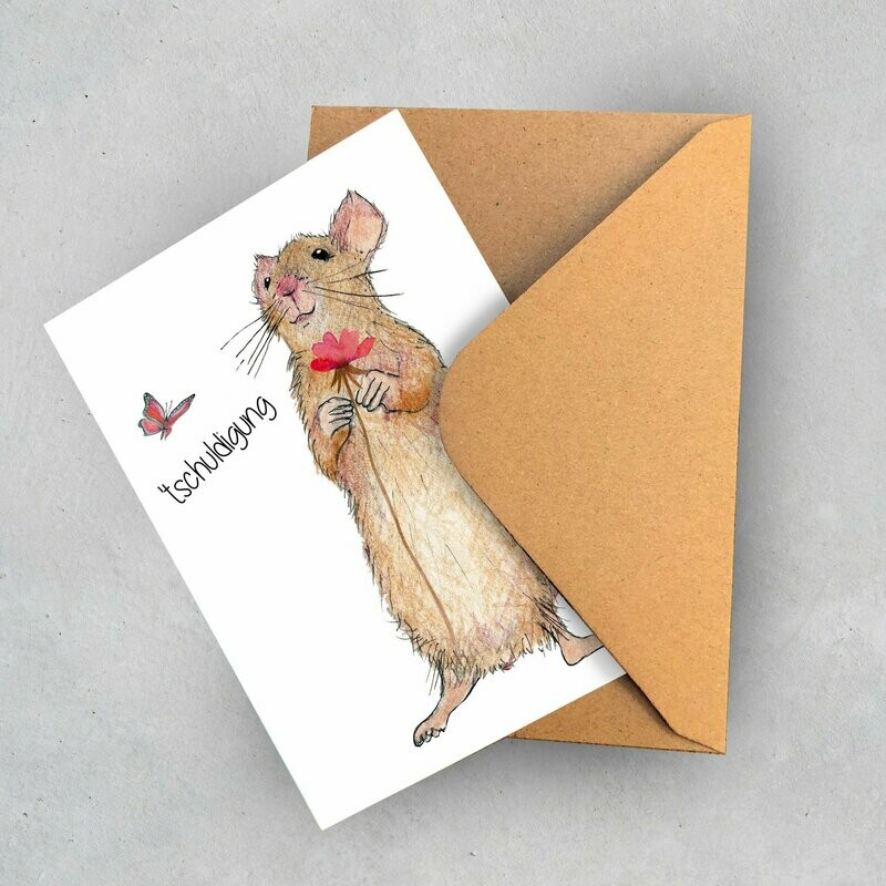 Grußkarte Maus Grußkarte Maus "tschuldigung" (3 Karten)
