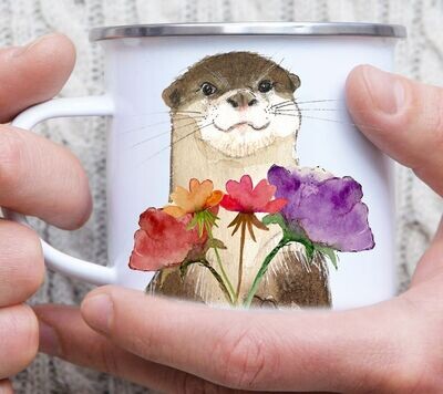 Emaille-Tasse "Flower-Otter"