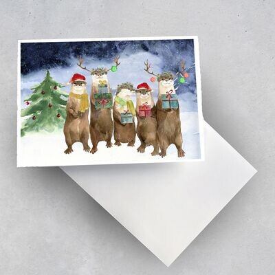 2 x Weihnachtskarte "Happy Otter"