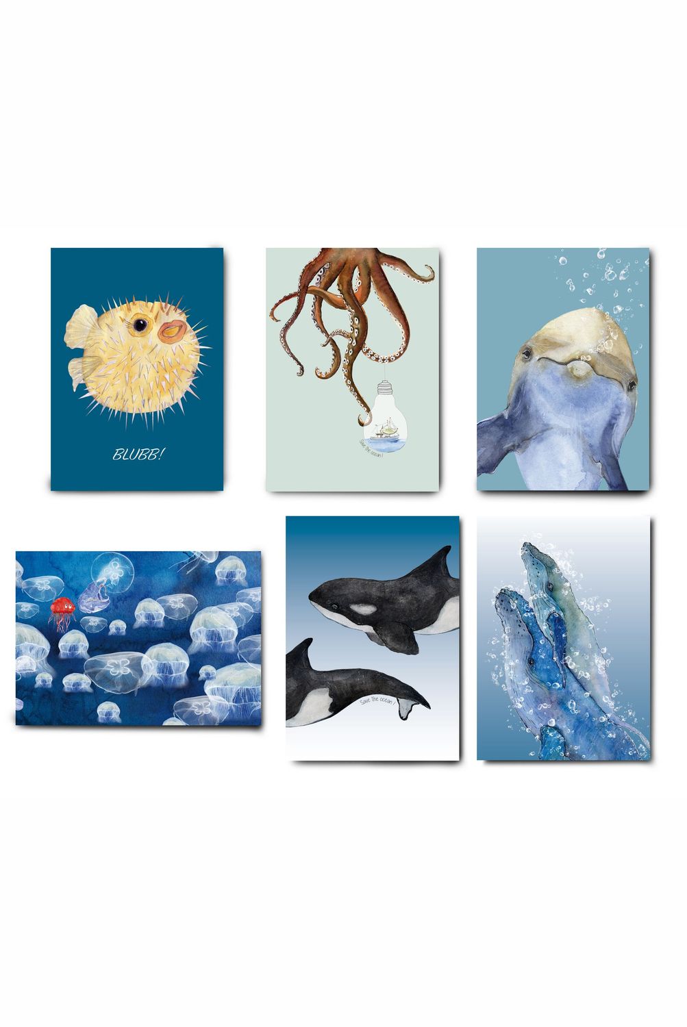 Postkarten-Set Meerestiere (6 Karten)