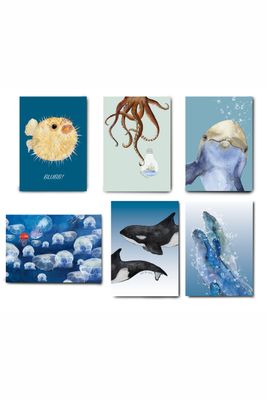 Postkarten-Set "Meerestiere" (6 Karten)