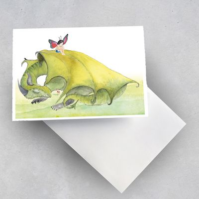 Grußkarte Grußkarte "Elfenkind mit Drache_2" (2 Karten)