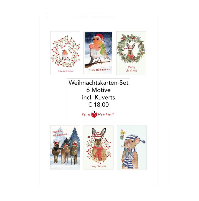 Weihnachtskarten-Set (6 Motive mit naturweißen Kuverts)