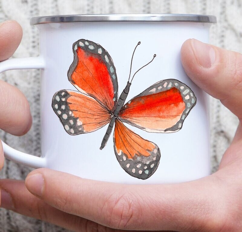 Emaille-Tasse "Schmetterling"