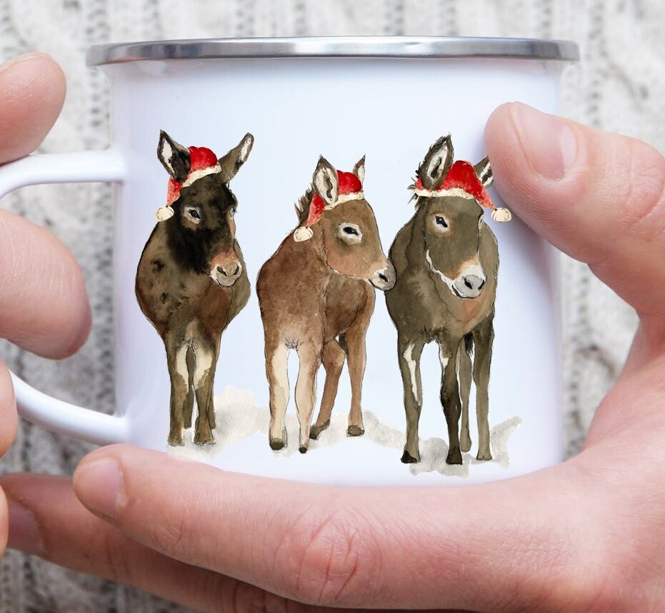 Emaille-Tasse "Frohe Weihnachten"