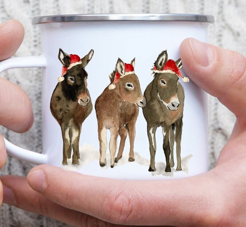 Emaille-Tasse "Frohe Weihnachten"