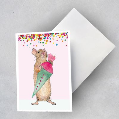 Grußkarte "Schulanfang Maus"