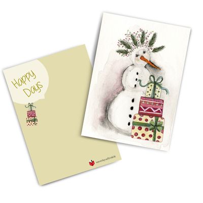 Postkarte Postkarte "Schneemann mit Geschenken"