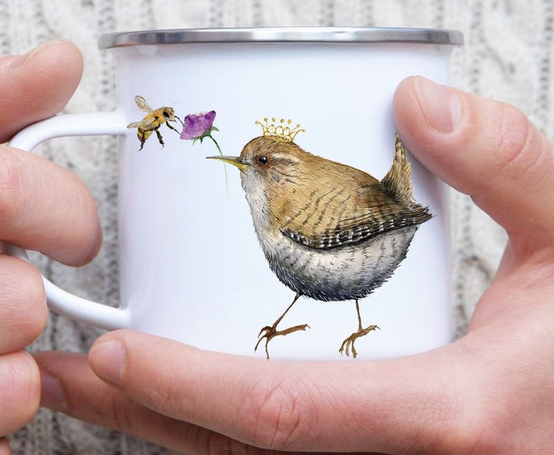 Emaille-Tasse "Zaunkönig"