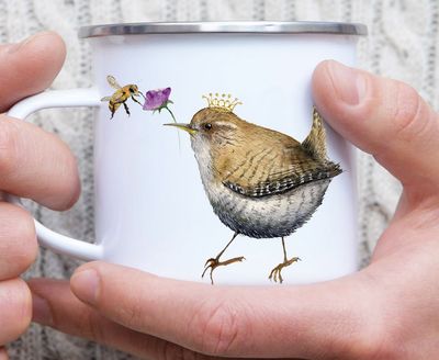 Emaille-Tasse "Zaunkönig"