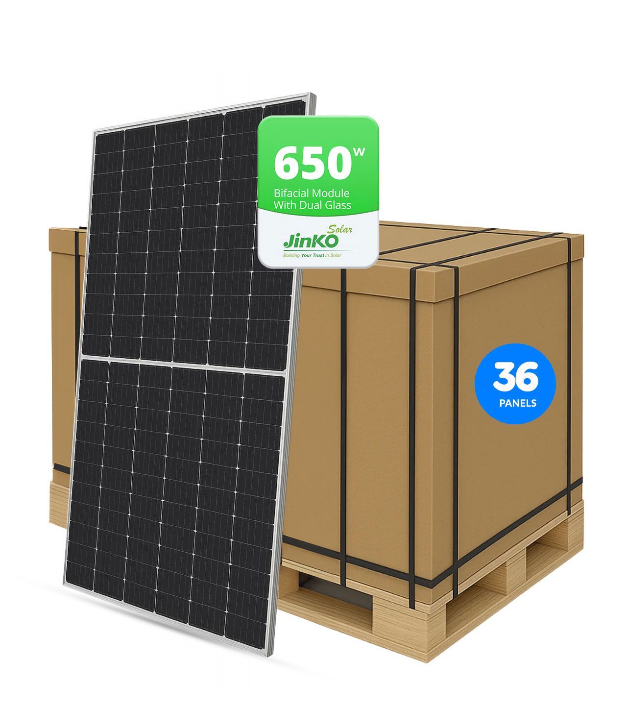650W Bifacial | Jinko-Solar Panel | 36 Pieces