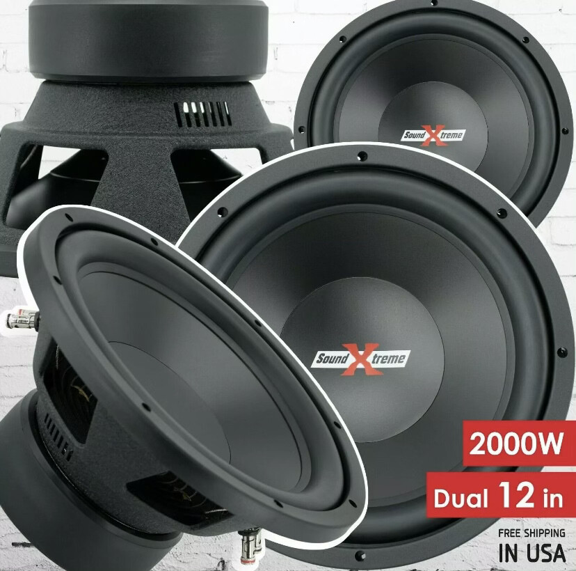 SoundXtreme 12 Inch 2000 Watt Car Audio Subwoofer with DVC Power (2 Sub)