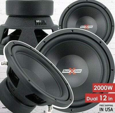 SoundXtreme 12 Inch 2000 Watt Car Audio Subwoofer with DVC Power (2 Sub)