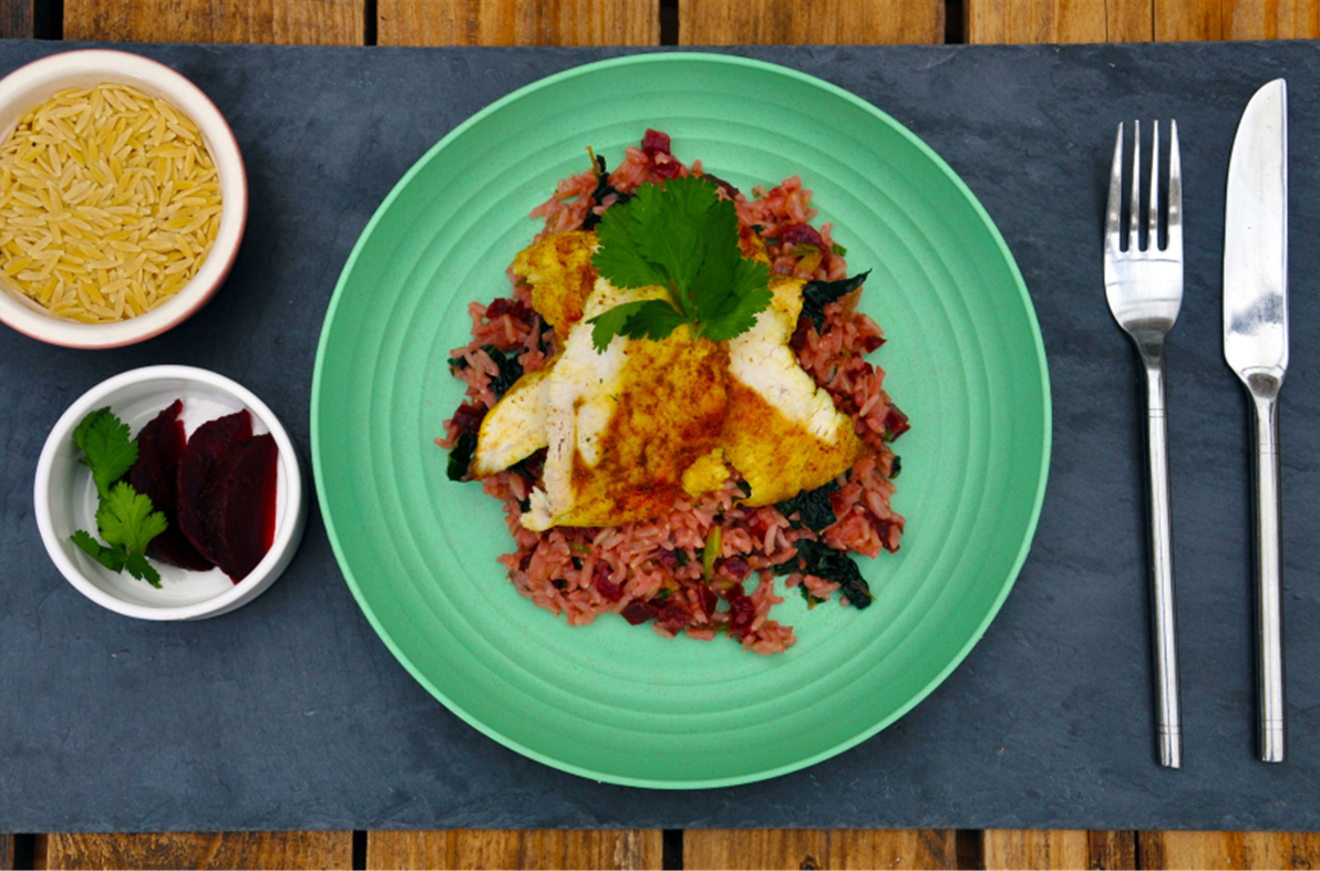 Grilled Chicken with Beetroot and Basmati Rice