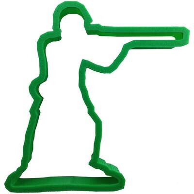 Green Army Man Standing Rifle Plastic Cookie Cutter 4" Cc115