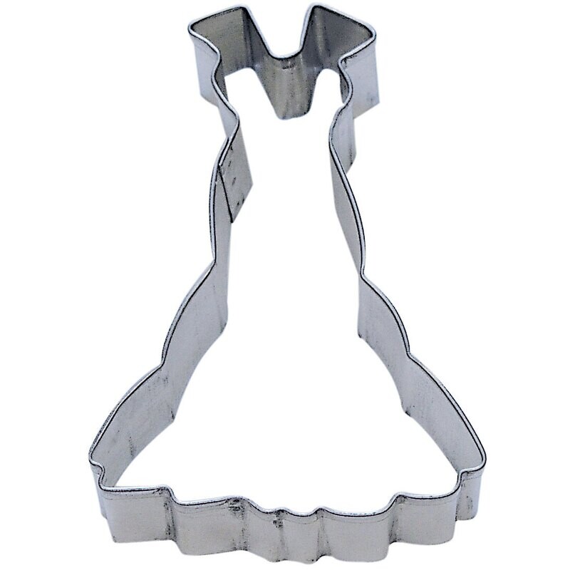 Party dress cookie cutter, fashion-themed cookie cutter, bridal shower baking tool, stylish dessert accessory