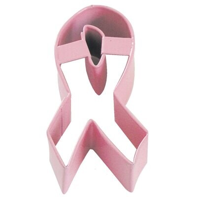 Ribbon Pink Poly Resin Coated Tin Cookie Cutter 3.75 in PR1031P