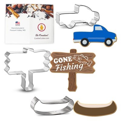 Gone Fishing Cookie Cutter 3 Pc Set HS0423 - Foose Cookie Cutters - US Tin Plated Steel
