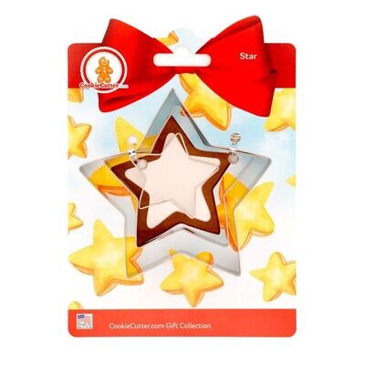 Stars Nested Cookie Cutter Set 3 Pc GC0103 with a Hang Tag Cookie Recipe Card