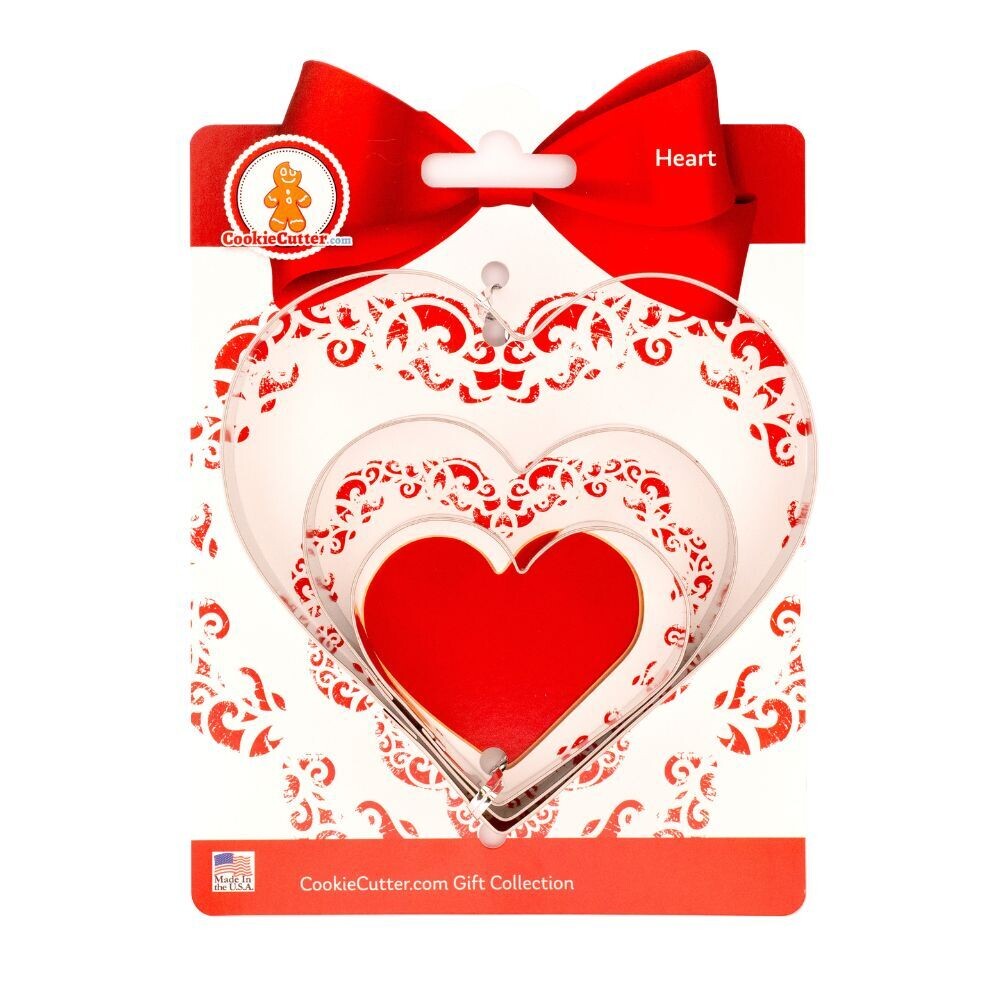 Hearts Nested Cookie Cutter Set 3 Pc GC0104 with a Hang Tag Cookie Recipe Card
