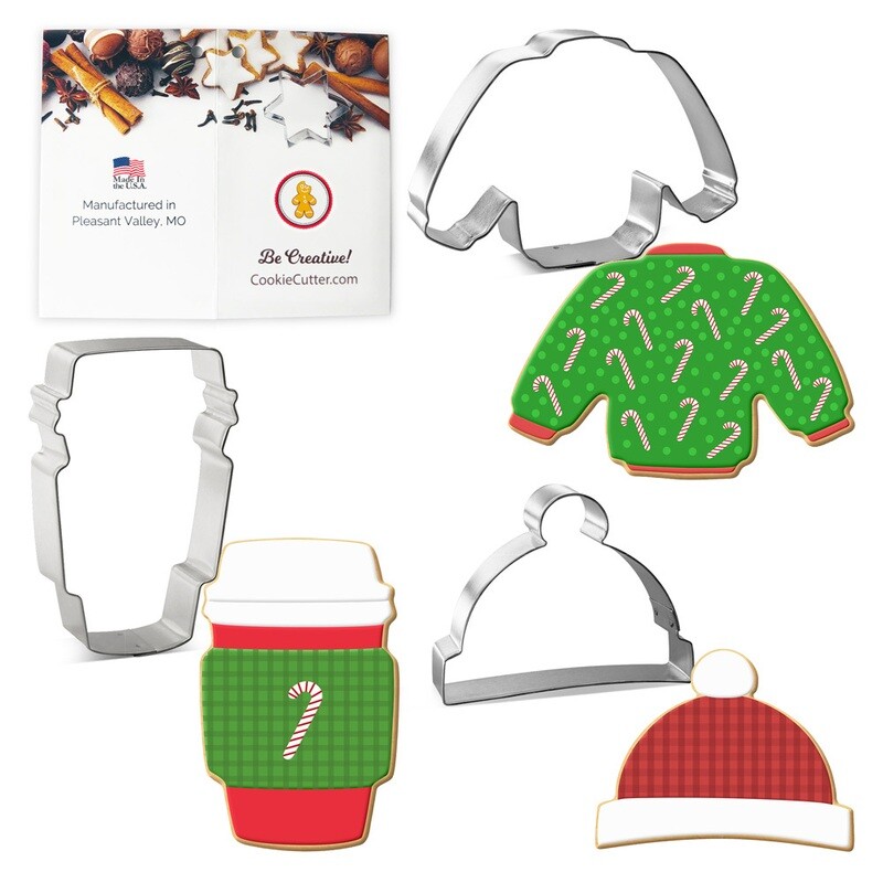 Winter Sweater Latte Cap Cookie Cutter 3 Pc Set HS0461