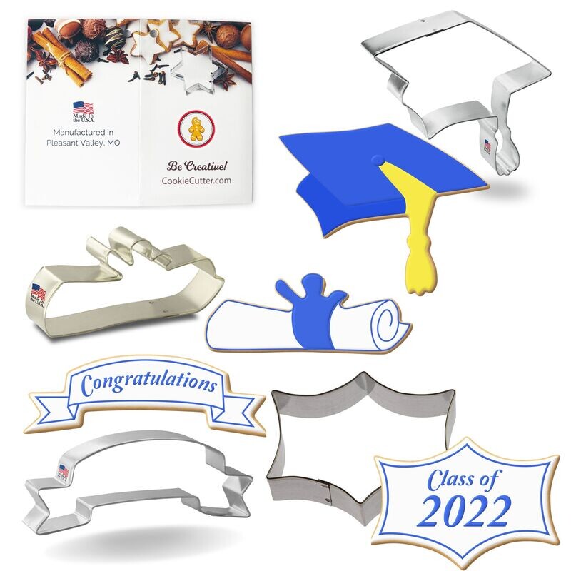 Graduation Cookie Cutter 4 Pc Set HS0436