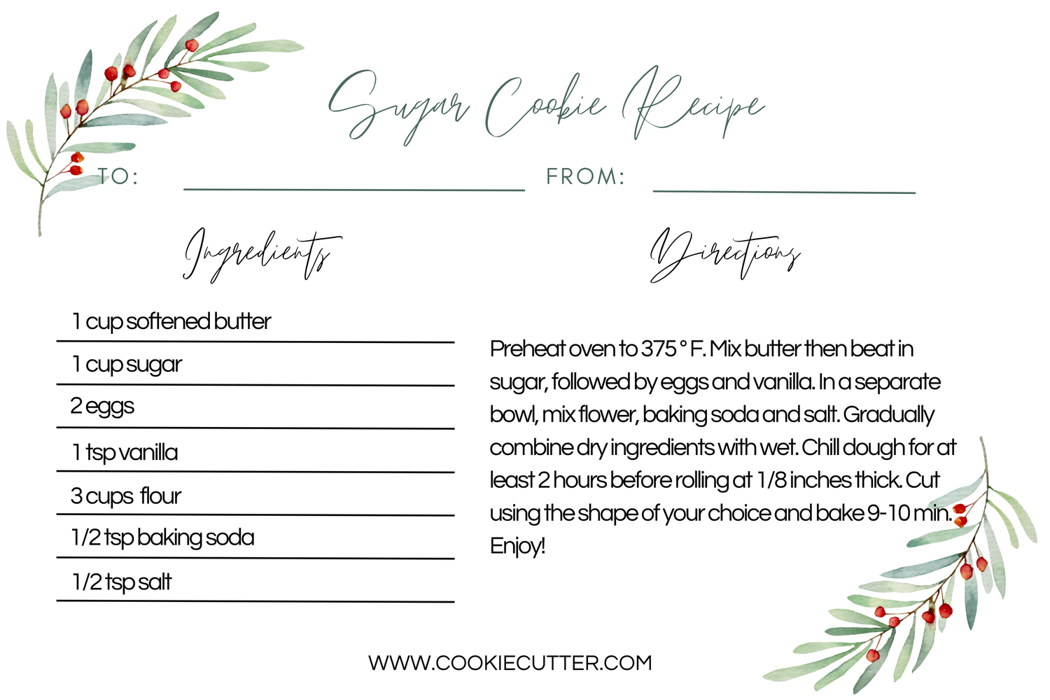 Sugar Cookie Printable