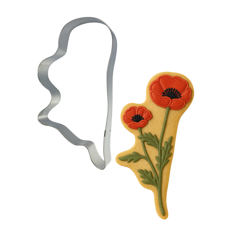 Poppy cookie cutter, wildflower cookie cutter