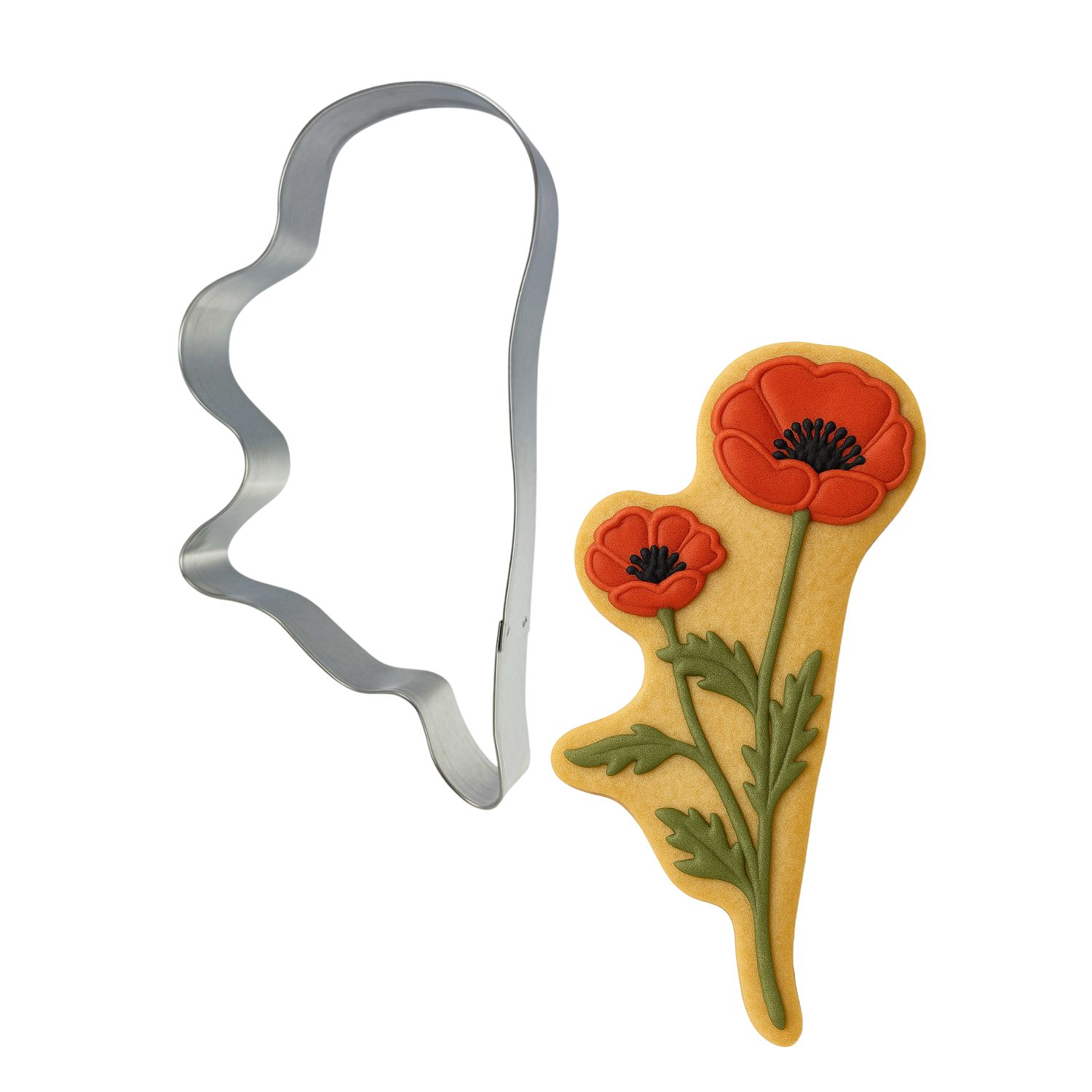 Poppy cookie cutter, wildflower cookie cutter