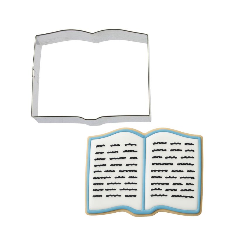 Book Stainless Steel Cookie Cutter 4.25 in S1641 Book cookie cutter, open book cookie cutter