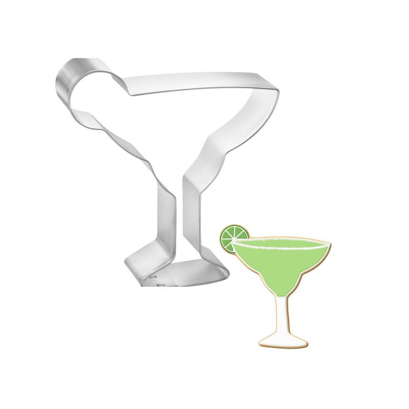 Margarita Glass with Lime Stainless Steel Cookie Cutter 4 in S1135 Margarita glass cookie cutter