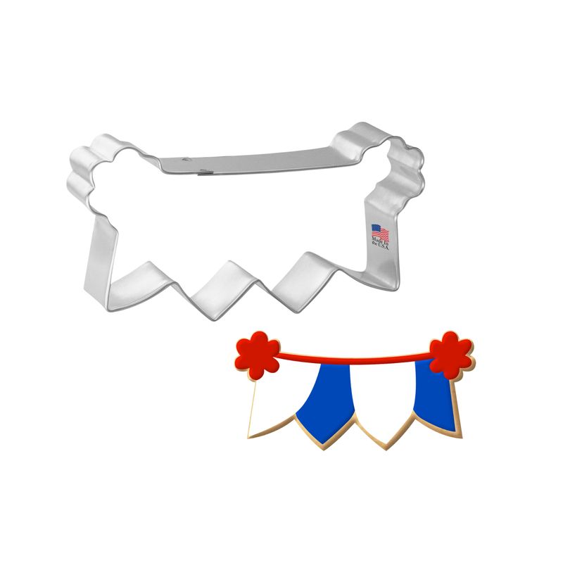 Four Flag Banner Stainless Steel Cookie Cutter 4 in S1284 Four Flag Banner Stainless Steel Cookie Cutter 4 in S1284