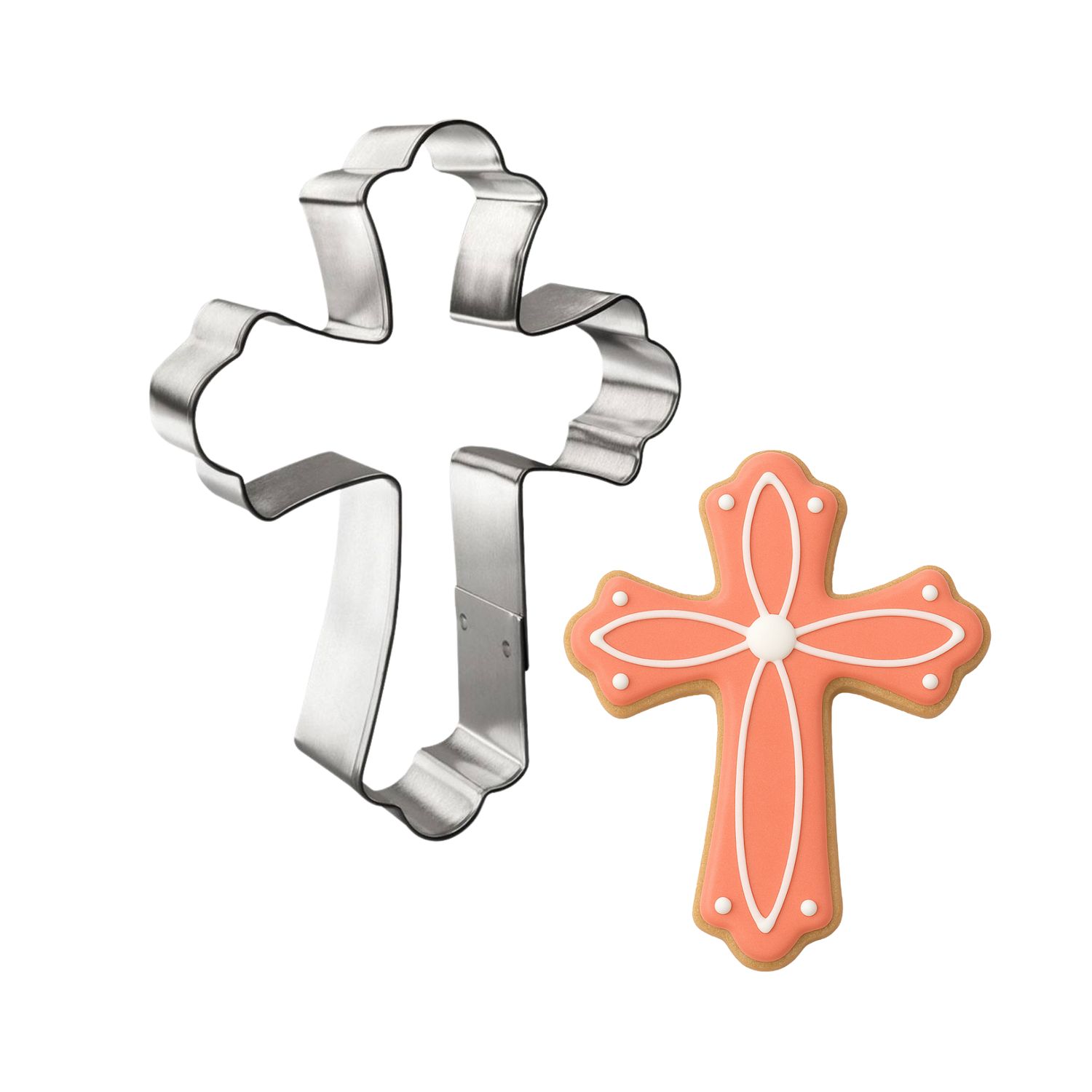 Fancy Cross Stainless Steel Cookie Cutter 5 in S1296