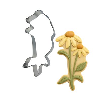 Long Stem Coneflower Stainless Steel Cookie Cutter 6 in Coneflower cookie cutter