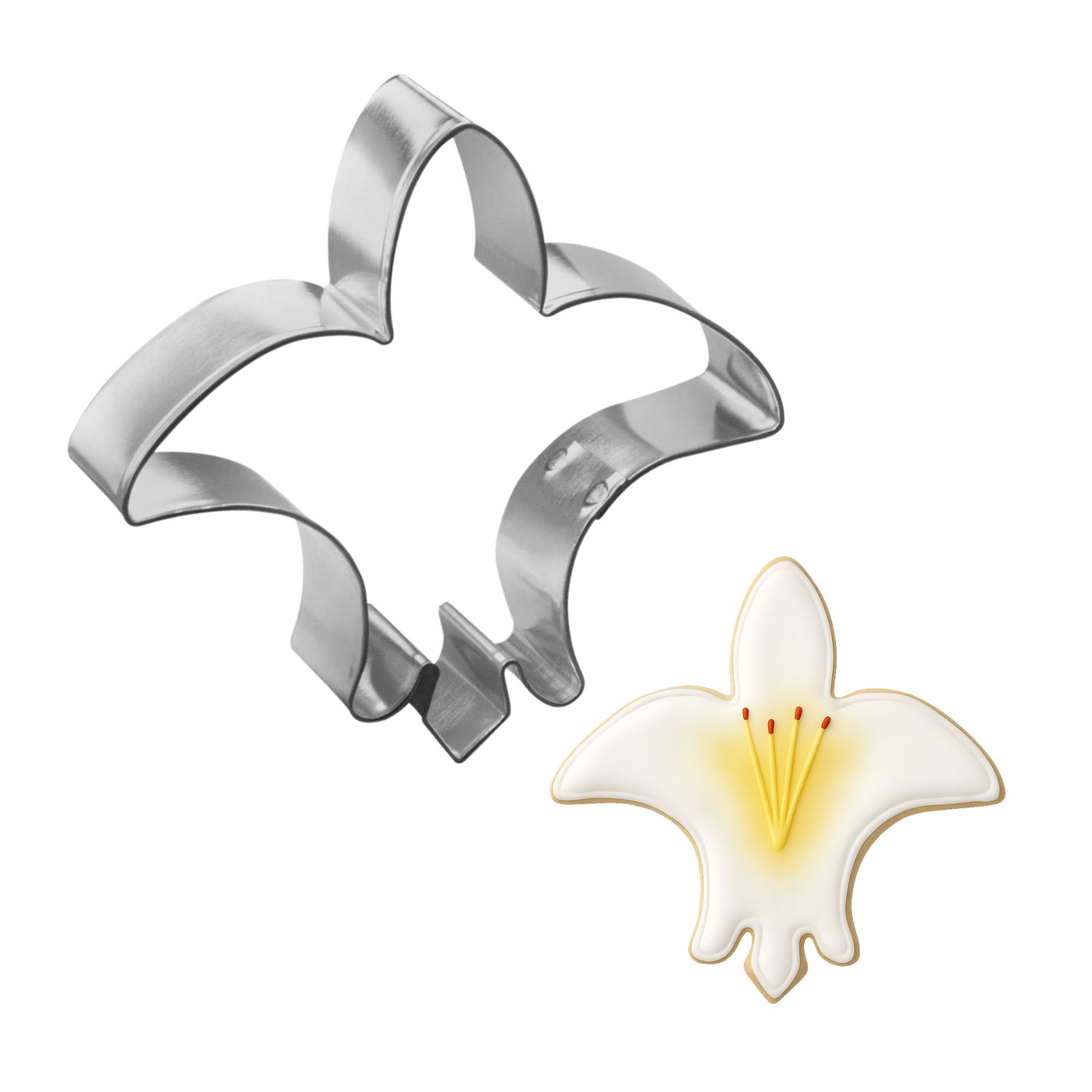 French Lily Flower Stainless Steel Cookie Cutter 3.75 in S1332