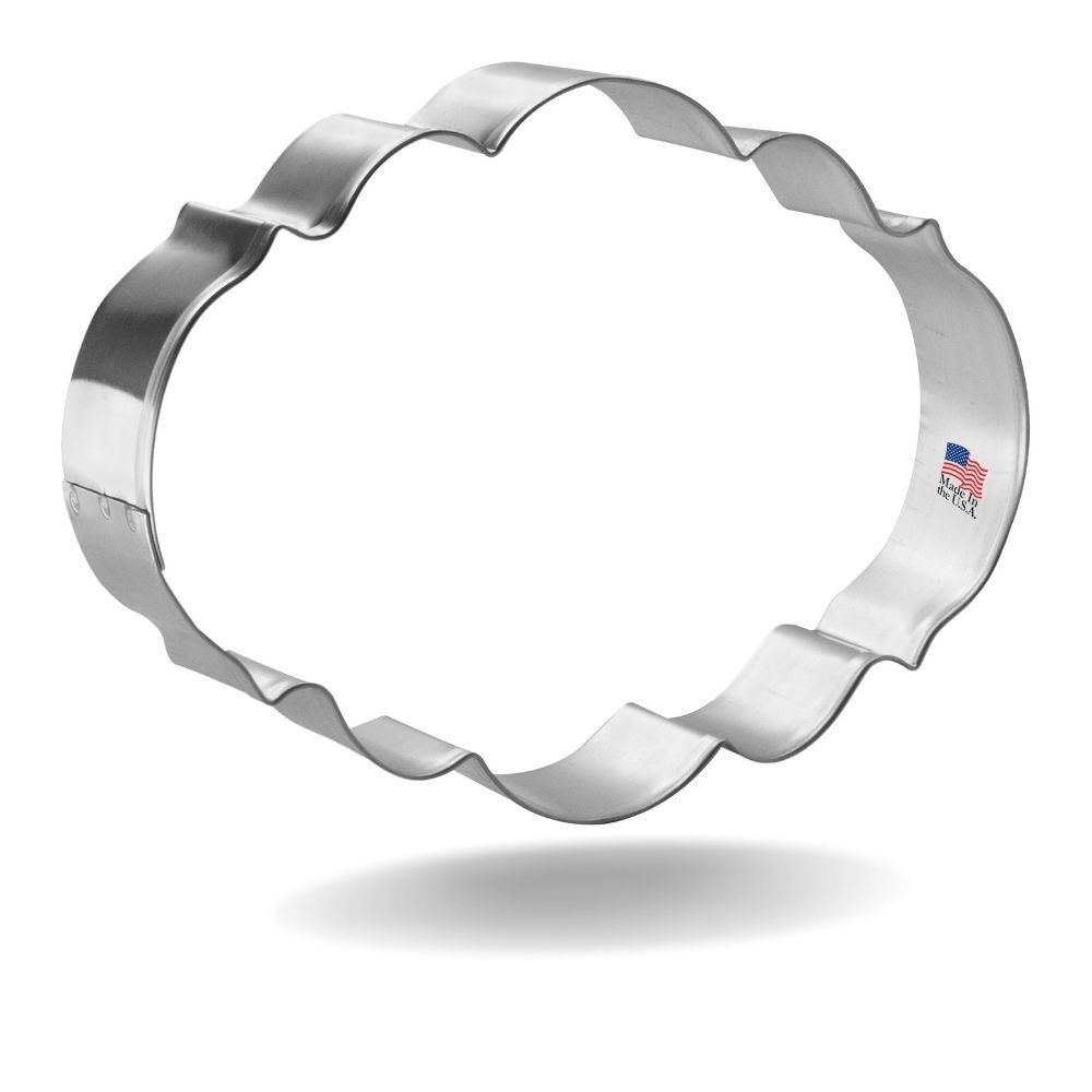 Oval Elegant Plaque Stainless Steel Cookie Cutter 4.5 in S1275