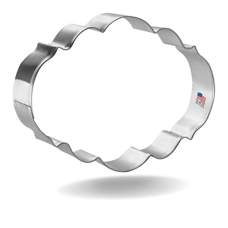 Oval Elegant Plaque Stainless Steel Cookie Cutter 4.5 in S1275