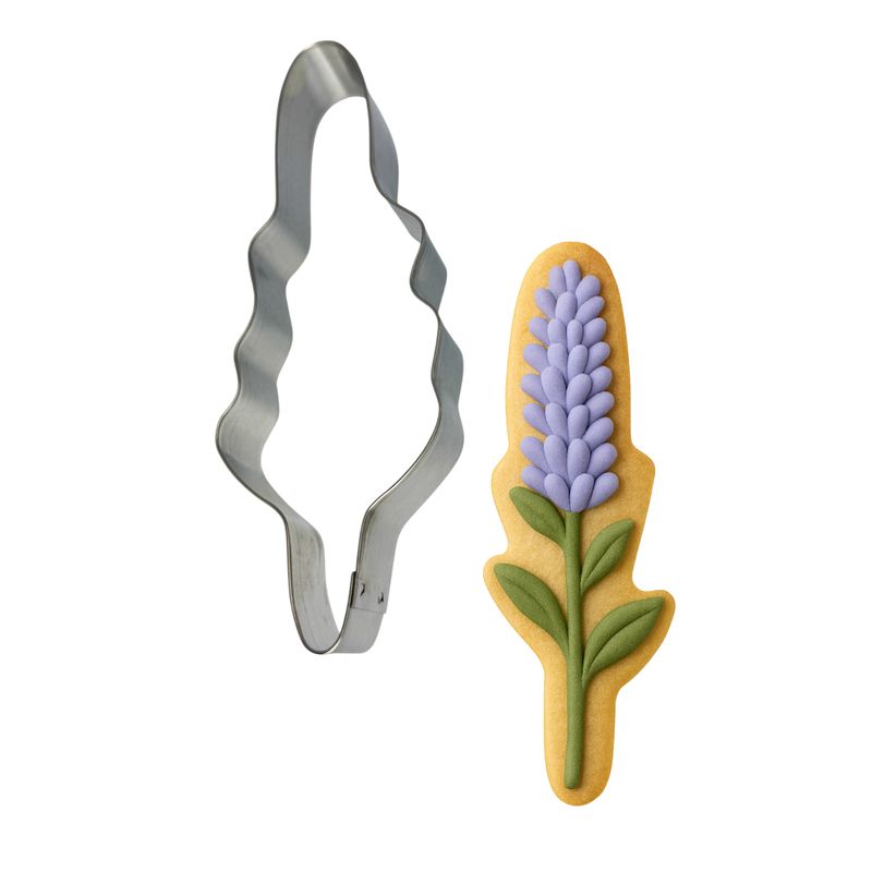 Long Stem Lavendar Stainless Steel Cookie Cutter 6 in Lavender cookie cutter, wildflower cookie cutter