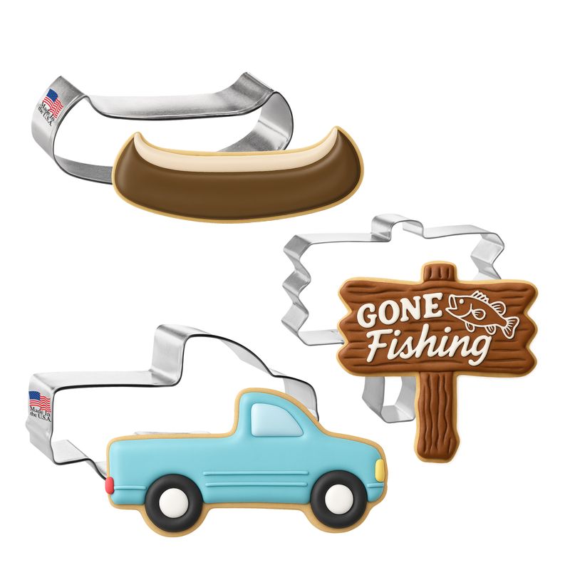 Gone Fishing Cookie Cutter 3 Pc Set HS0423 - Foose Cookie Cutters - US Tin Plated Steel