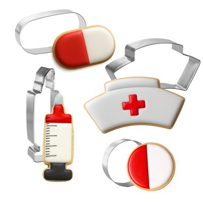 Nurses Call The Shots Cookie Cutter 4 Pc Set - 4 Pieces - Foose Cookie Cutters - US Tin Plated Steel HS0420