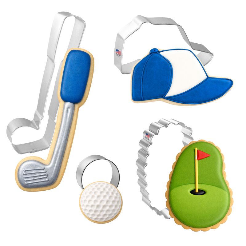 Golf Cookie Cutter Set - 4 Pieces - Foose Cookie Cutters - US Tin Plated Steel HS0419 Golf Cookie Cutter Set - 4 Pieces - Foose Cookie Cutters - US Tin Plated Steel HS0419